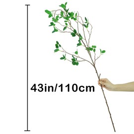 Ollain 43" Artificial Greenery Stems Plants Faux Leaf Green Eucalytus Branches Ficus Twig Fern Fake Green Bushes Shrubs for Home Party Wedding Decoration (4 Pack)
