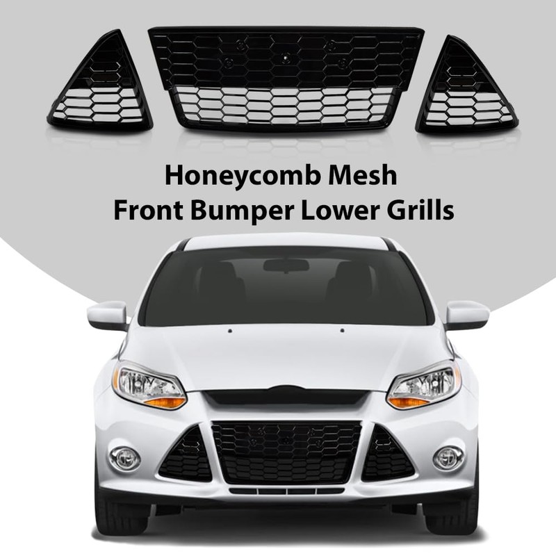 G-PLUS Front Bumper Lower Grill 3pcs Compatible with Ford Focus