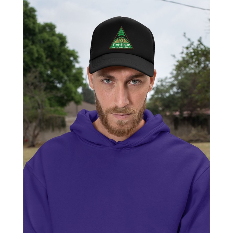 Shire Trucker Hat Embroidered National Park Embroidery Adjustable Cap (Black)
