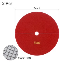 uxcell Diamond Polishing Pad 7-Inch 500 Grits Wet/Dry Grinding for Stone Concrete Marble Countertop Floor 2pcs