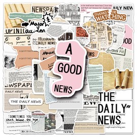 50 PCS Stickers for Newspaper Water Bottle|Vinyl Waterproof Sticker for Laptop Skateboard Phone Car Decals for Teens Adults for Party Favors Supplies Decor (Original Newspaper Stickers)