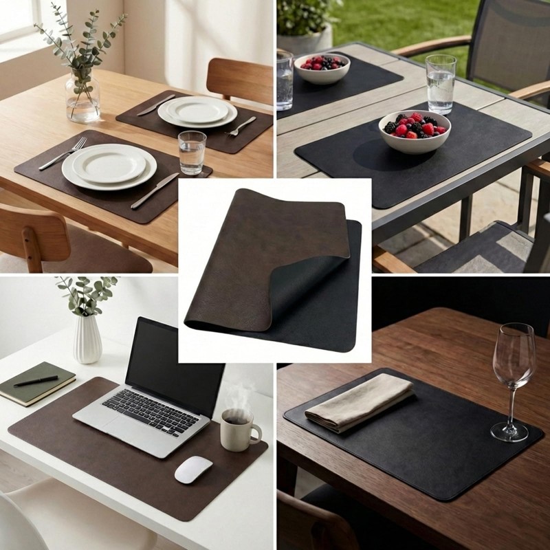 Premium Faux Leather Placemats Set of 6 – Waterproof, Heat-Resistant,