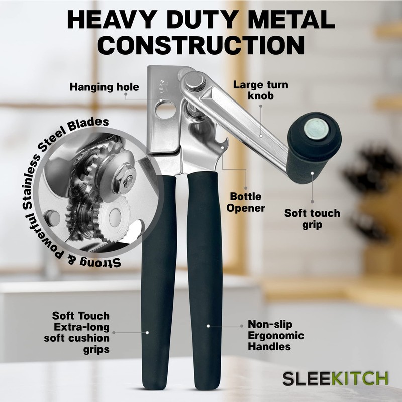 Commercial Can Opener, Manual Heavy Duty Hand Crank, Large Handheld