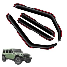 in-Channel Window Visors Rain Guards FIT Jeep Wrangler JL 2018-2025/Gladiator 2020-2025 (2018-2025) – 4-Piece in-Channel Dark-Smoke Polycarbonate Vent Deflectors
