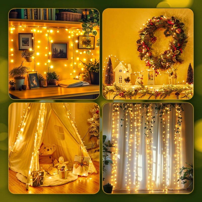 Battery Operated Cluster Lights, 10FT 100 Micro LEDs, Outdoor Twinkle