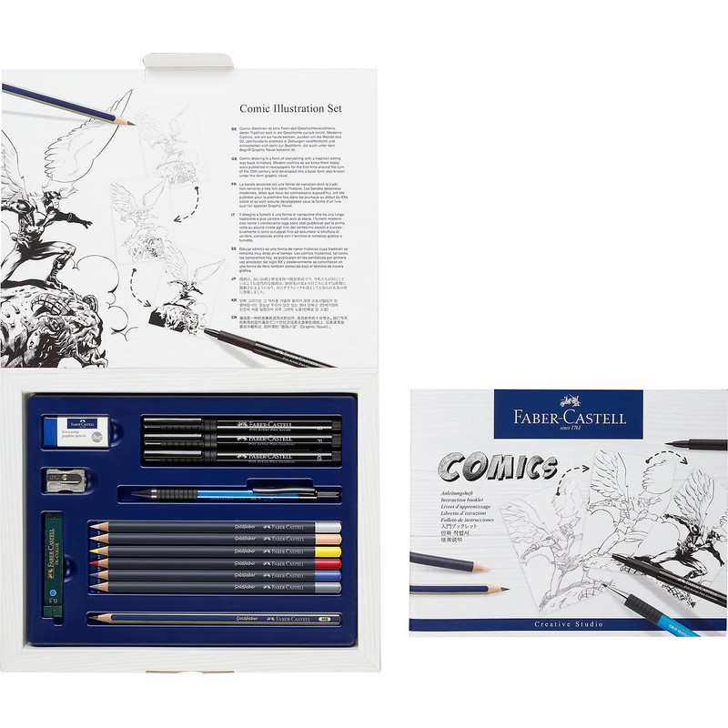 Faber-Castell 167195 Pitt Artist Pen Comic Illustration Set, 3 Ink