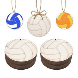 40pcs Wooden Volleyball Cutouts Unfinished Volleyball Shaped Wood Slices Sports Themed Volleyball Hanging Ornaments for DIY Crafts Painting Birthday Party Home Decoration