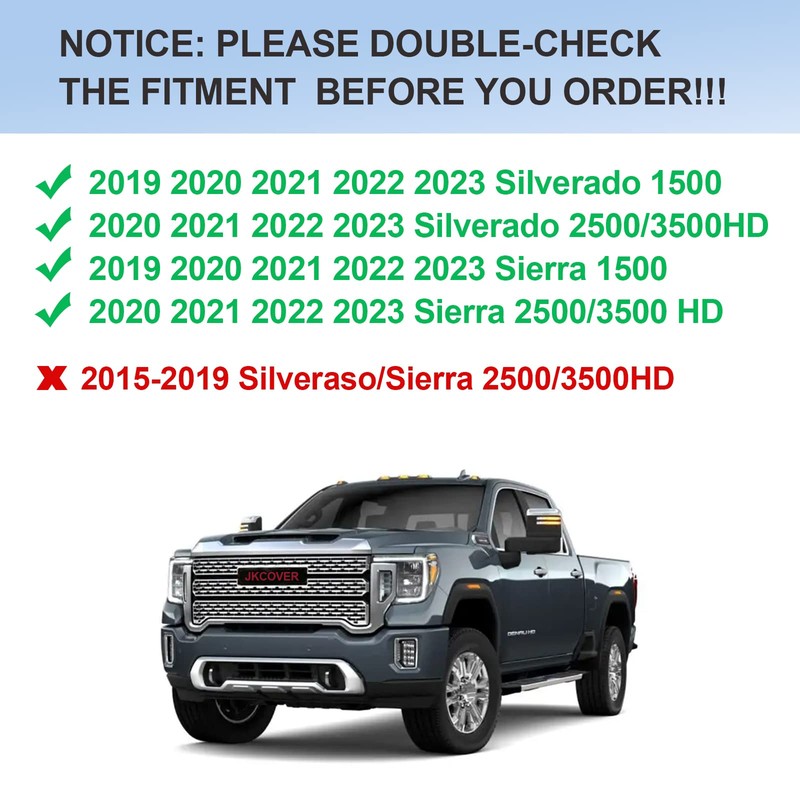 JKCOVER Bed Rail Stake Pocket Covers Compatible with Chevy Silverado/GMC