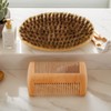 Beard Comb and Brush Set,Natural Boar Bristle Beard Mustache Brush