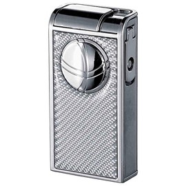 Visol Infinity White Carbon Fiber Chrome Double Jet Cigar Lighter