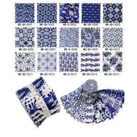 CraftsFabrics 2.5 x 44 inch 20pcs Pre-Cut Floral Blue & White Jelly Rolls Strips 100 Percent Cotton Fabric, Ideal for Quilting, Scrapbooking, Sewing, Arts & Crafts, Patchwork (CF20JL)