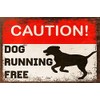 RIFOSA 6"x8" Dog Running Free Warning Retro Metal Sign Gate