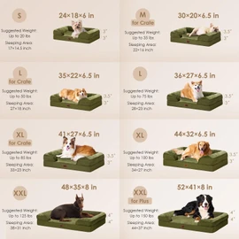 EHEYCIGA Orthopedic Dog Beds for Extra Large Dogs 44x32Inch, Waterproof Memory Foam XL Pet Bed with Sides, Non-Slip and Egg-Crate Foam Big Dog Couch Bed with Washable Removable Cover, Olive Green
