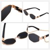 Oiieco Retro Metal Frame Hexagon Sunglasses with Chain Gold, Ladies