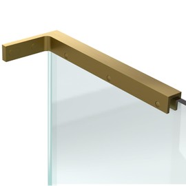 LukLoy Fixed Glass Bracket, Wall to Glass Shower Support Bar, One-Piece Casting L Shape Stabilizer Mounting Bracket for 8-12mm Shower Glass Panel, No Drill in Glass(Gold, Right)