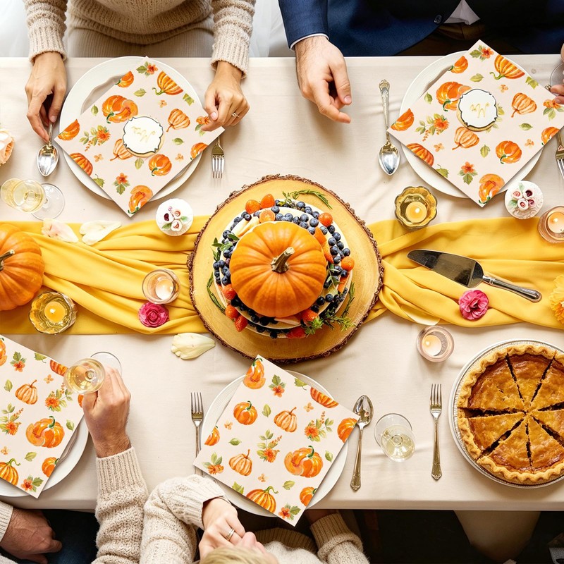 Fall Pumpkin Napkins Pumpkin Cocktail Napkins Party Supplies 100pcs