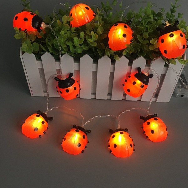 Amants01 Ladybugs Fairy String Lights， 10 Plastic Red LEDs 5.5ft