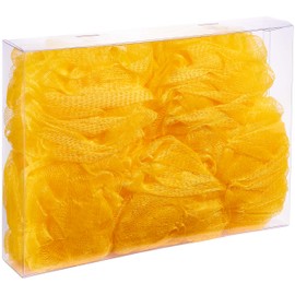 BRUBAKER Cosmetics - Premium Bath & Shower Sponge - Exfoliating Body Pouf - with String for Hanging - 5 Pack - Yellow