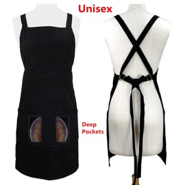 Sturdy Thick Professional Artist Apron, Cross Back + Fasten/Quick Release Buckle + 6 Pockets with 1 Zipper Pocket + 2 Towel Loops For Artist Kitchen, Adjustable M to XXL, 27"X31" - 100% Cotton Canvas