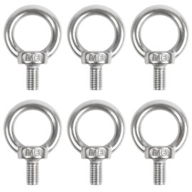 Eye Bolt M6, 6 Pieces 304 Stainless Steel Eye Bolts, Eye Bolt Ring Round, Eye Bolt Round Ring Bolts, Male Thread Ring Bolt Hardware Eye Bolts for Roll of Fixing and Hanging