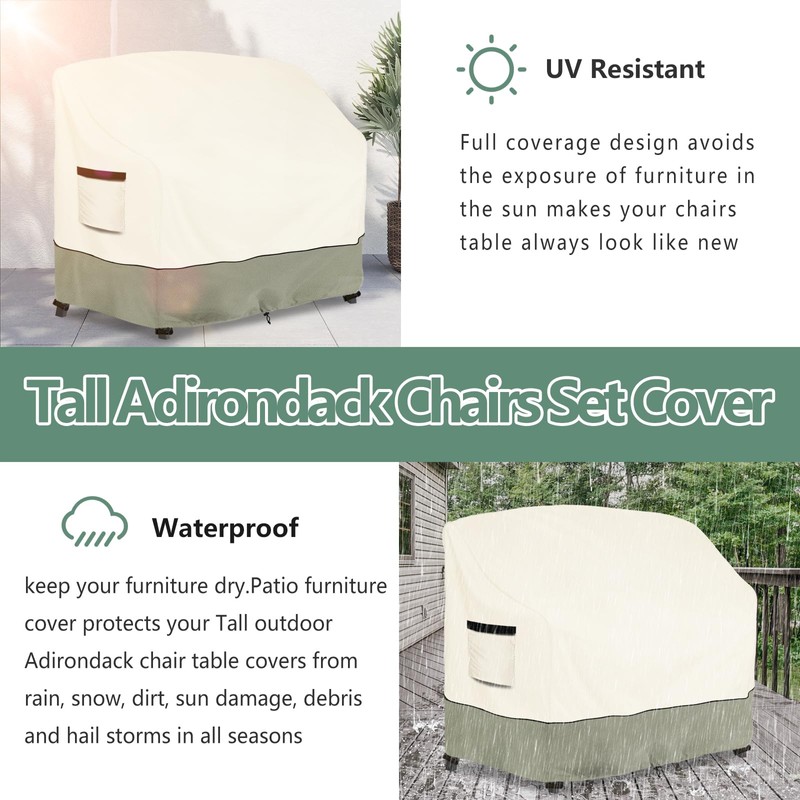 Tall Adirondack Chairs Set Cover for Poly Balcony Chair with