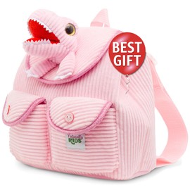 Naturally KIDS Mini Dinosaur Backpack - Very Small Toddler Backpack for Girls Boys - Dinosaur Toys for Kids 3-5 - Little Pink Backpack - Tiny T Rex
