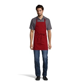 Uncommon Threads mens Adjustable No Pocket Restaurant Bib Apron, Red, One Size US