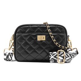 ZOUIQSS Women's Shoulder Bag Leather Diamond Women Crossbody Shoulder Bag Metal Button Handbag with Adjustable Shoulder Straps, Black (3.5 cm)color26