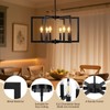 LUMLLSAJI 6-Light Modern Black Chandeliers for Dining Room, Geometric Metal