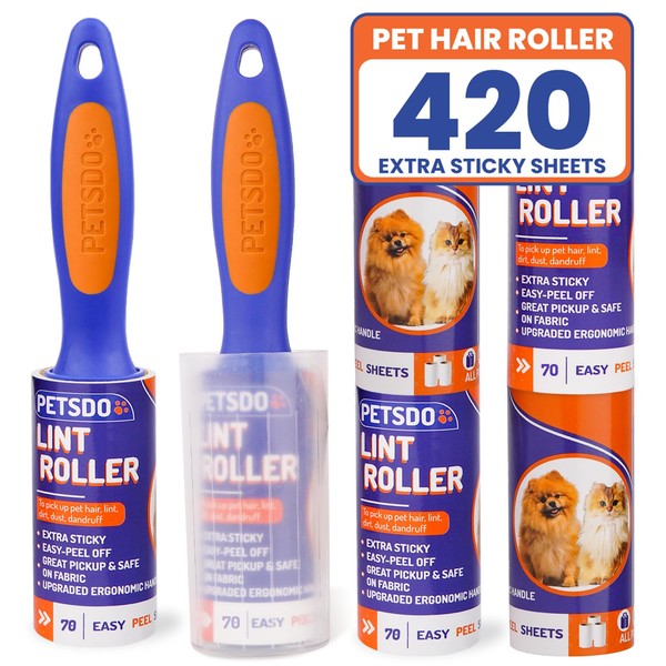 Lint Rollers with 2 Handles & 6 Refills - Total