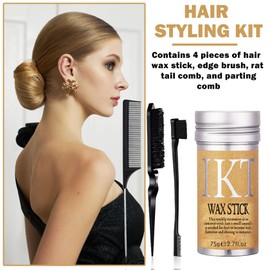 Hair Wax Stick for Hair,Hair Wax Stick for Flyaways,3 PCS Edge Control Brush Hair Slick Stick for Baby Hair & Flyaways and Edge Frizz Hair