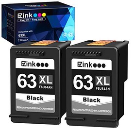 E-Z Ink (Tm) Remanufactured Ink Cartridge Replacement for HP 63XL 63 XL to Use with Officejet 3830 5255 4650 3833 Envy 4520 Deskjet 1112 3637 3630 3634 Printer (2 Black, 2 Pack)