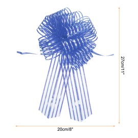 MECCANIXITY 5pcs 8 Inch Organza Large Pull Bow Metallic Gift Wrapping Bows Ribbon Chiffon Yarn Blue for Wedding Baskets Presents Christmas Valentine's Day