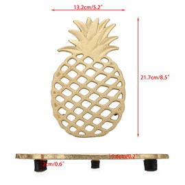 SUMTree 2Pcs Gold Pineapple Cast Iron Trivet with Rubber Feet, Heavy Duty Metal Trivet, Heat-insulation Hot Pot Pads for Hot Dishes, Pots, Pans, for Rustic Kitchen Dining Table, Gold