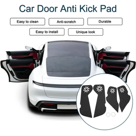 X AUTOHAUX Leather Car Door Anti Kick Pad Sticker for Volkswagen Tiguan Door Side Edge Guard Protector Interior Accessories Black 1 Set