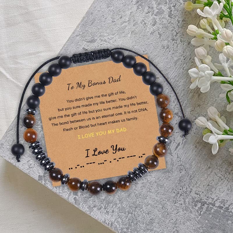 Bonus Dad Stepdad Gifts from Son Daughter Morse Code Bracelet
