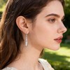 Silver Long Filigree Teardrop Dangle Earrings for Women