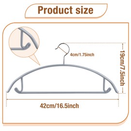 Gabotrie 10 Pack Clothes Hangers, 16.5 inch PVC Coating Sweater Hangers, Heavy Duty No Shoulder Bump Metal Hanger, Non-Slip Rubber Coated Hanger for Closet Suit Jacket Shirt T-Shirt(Grey)