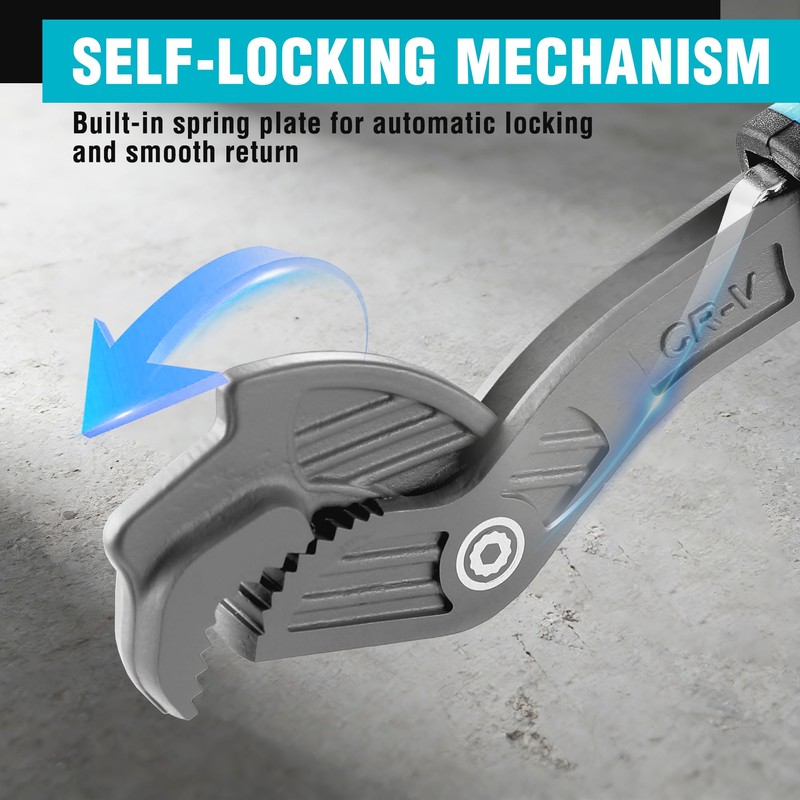 DURATECH 8-Inch Self-Adjusting Wrench, Multifunctional Self-Locking Wrench, Adjustable Size 3/8"-1"(9-25mm),