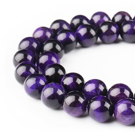 DIQIO Natural Purple Tiger Eye Beads for Jewelry Making - Stone Beads Gemstone Beads for Bracelets, 10mm Crystal Round Loose Beads(35-37pcs, 10mm, Purple Tiger Eye)