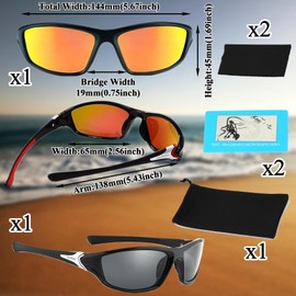 JISRKP 2 Pcs Sports Sunglasses, Wrap Around Sunglasses, Running Glasses, Cycling Sun-glasses for Men Women, Ultralight Wrap Around Glasses Rope Strap UV400 Protection