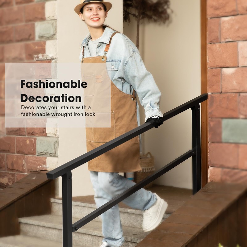 VIVOSUN Outdoor Handrail, 5 Step Stair Handrai, 69" x 36"