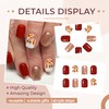24Pcs Maple Leaf Press on Nails Short Square Fake Nails