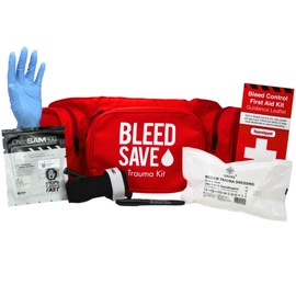 BLEEDSAVE Trauma Waist Bag with Basic Bleed Control Kit – Hands-Free Catastrophic Bleeding Hip Pack with Tourniquet, Chito-Sam Gauze & 10 × 18 cm Trauma Dressing | 570 × 190 × 80 mm