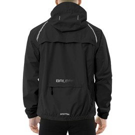 baleaf Men's Rain Jacket Waterproof Windbreaker Running Cycling Golf Hiking Gear Hood Lightweight Reflective Packable Black L