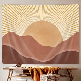 JAWO - Tapiz bohemio para colgar en la pared para recámara, diseño de paisaje minimalista moderno y moderno, decoración del hogar, 90 x 70 pulgadas