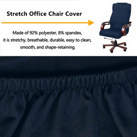 Office Chair Cover - Stretchable and Removable Chair Covers Fits Most Computer Gaming Chairs for Home Office (Navy Blue, L)
