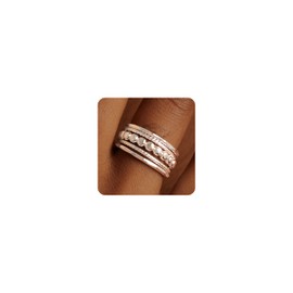 FISSEN JEWELRY 5PCS Gold Rings for Women, Dainty 14K Gold Plated Finger Rings, Trendy Stackable Thumb Pinky Midi Ring Set, Hypoallergenic Band Non Tarnish Jewelry Gifts Fashion Accessories Size 6-10