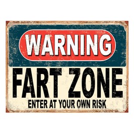 Shawprint Warning Fart Zone Enter At Your Own Risk Funny Metal Signs Father's Day Home Pub Indoor & Outdoor Garden Bar Garage Vintage Wall Plaque Man Cave Gift Retro (8” x 6”)