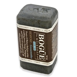 BOGUE Goat Milk Soap-N°13 BESPOKE"Greasemonkey"-Pumice, Walnut Shell & Cornmeal have serious scrubbing power; Orange, Petitgrain, Vetiver oils to remove grease, lift odors, protect & repair skin